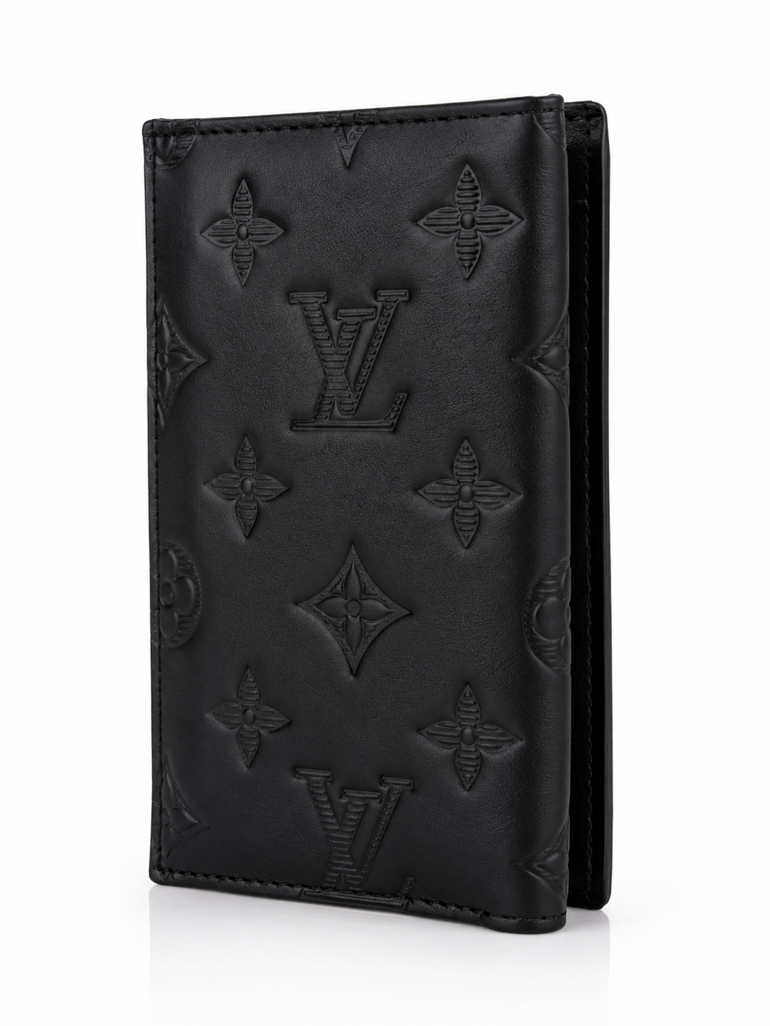 Premium Men's Embossed Long Wallet – Luxury Leather Wallet with Card Slots, ID Window & Zipper Pocket (Black)