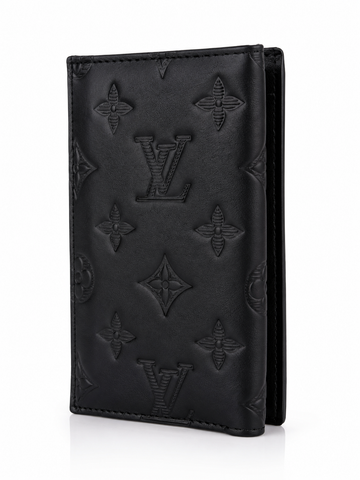 Premium Men's Embossed Long Wallet – Luxury Leather Wallet with Card Slots, ID Window & Zipper Pocket (Black)