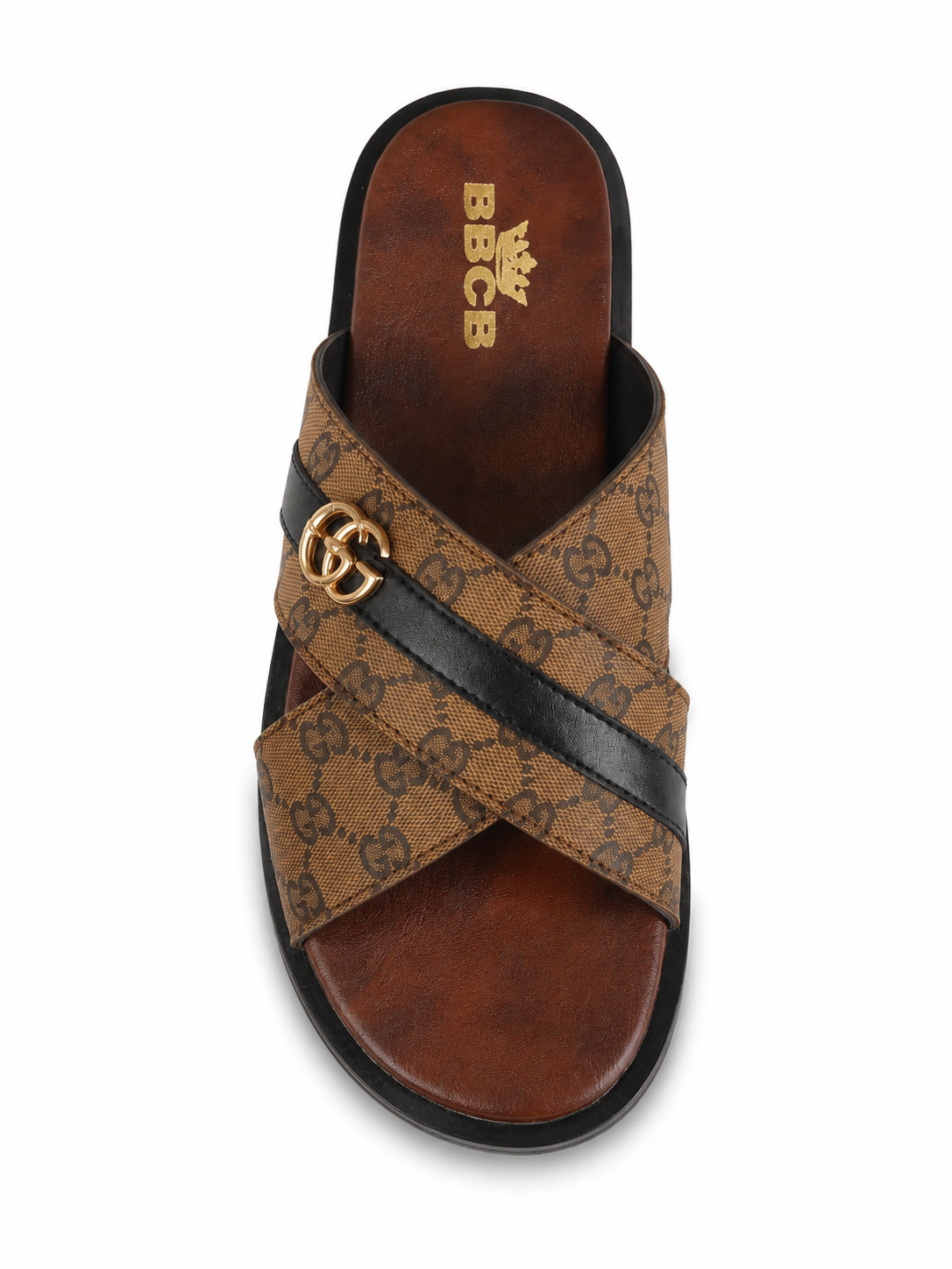 BBCB Premium Gucci Cross Strap Men's Slide Sandals – Cushioned Comfort | Anti-Slip Sole | Casual Slip-On Slippers