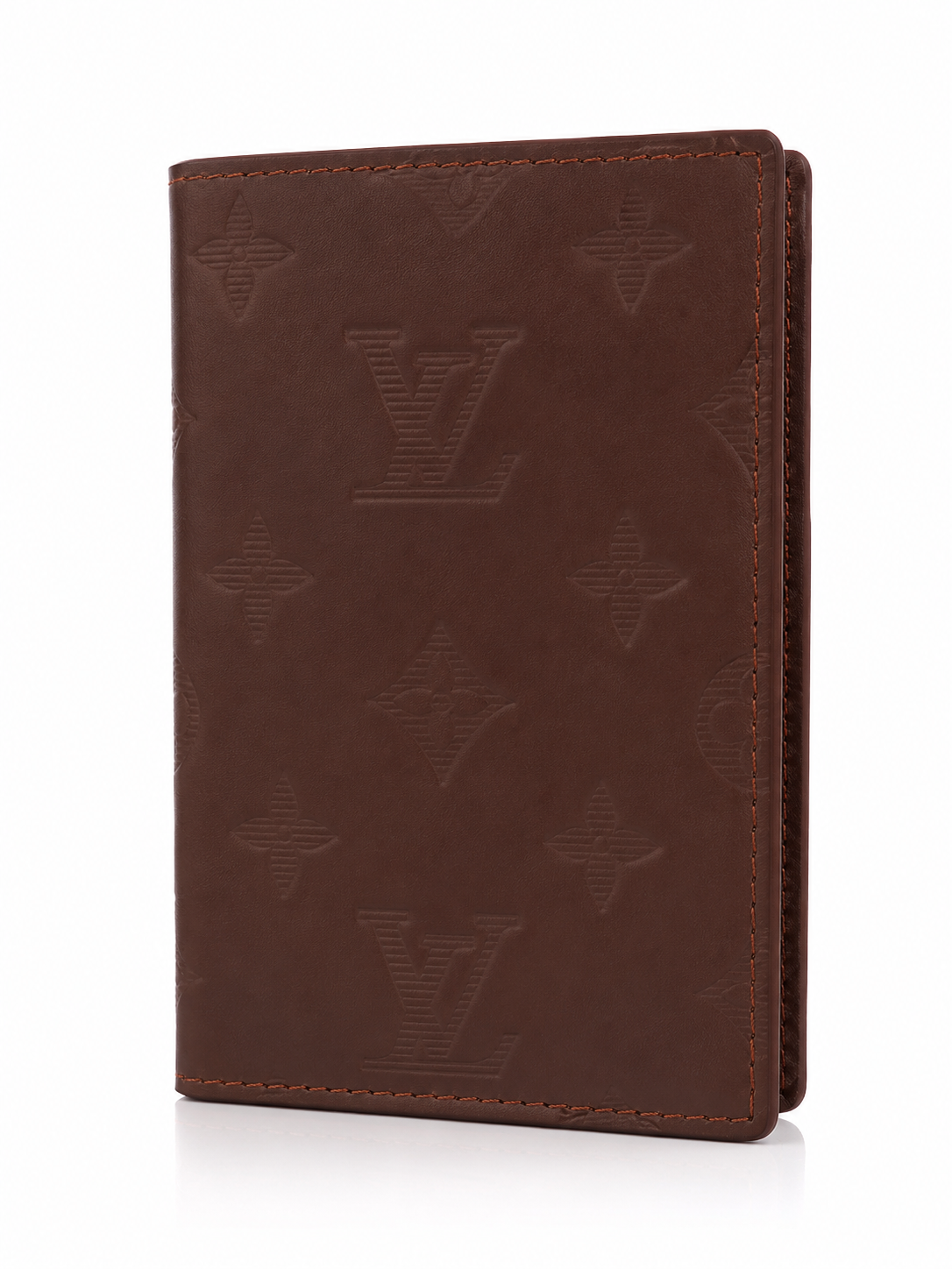 Premium Men's Embossed Long Wallet – Slim Bifold Leather Wallet with Card Slots, ID Window & Cash Compartment (Brown)
