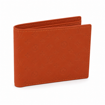 Premium Genuine Leather Bi-Fold Wallet for Men – Orange Luxury Embossed Wallet | Slim Card Holder