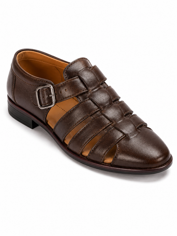 BBCB Premium Brown Roman Shoes for Men | Classic Buckle Comfort Shoes