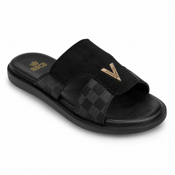 BBCB Premium Valentino Men's Suede Slide Sandals – Cushioned Footbed | Anti-Slip Rubber Sole | Lightweight Casual Slippers