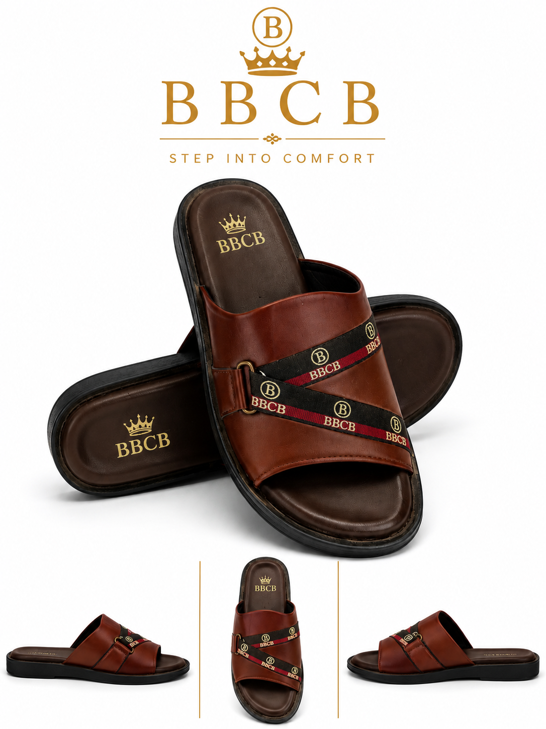 BBCB Premium Brown Cross Strap slippers for Men | Comfortable Casual Slip