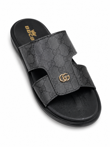 BBCB Premium Luxury Monogram Men's Slide Sandals | Soft Comfort Footbed | Anti-Slip Casual Slippers