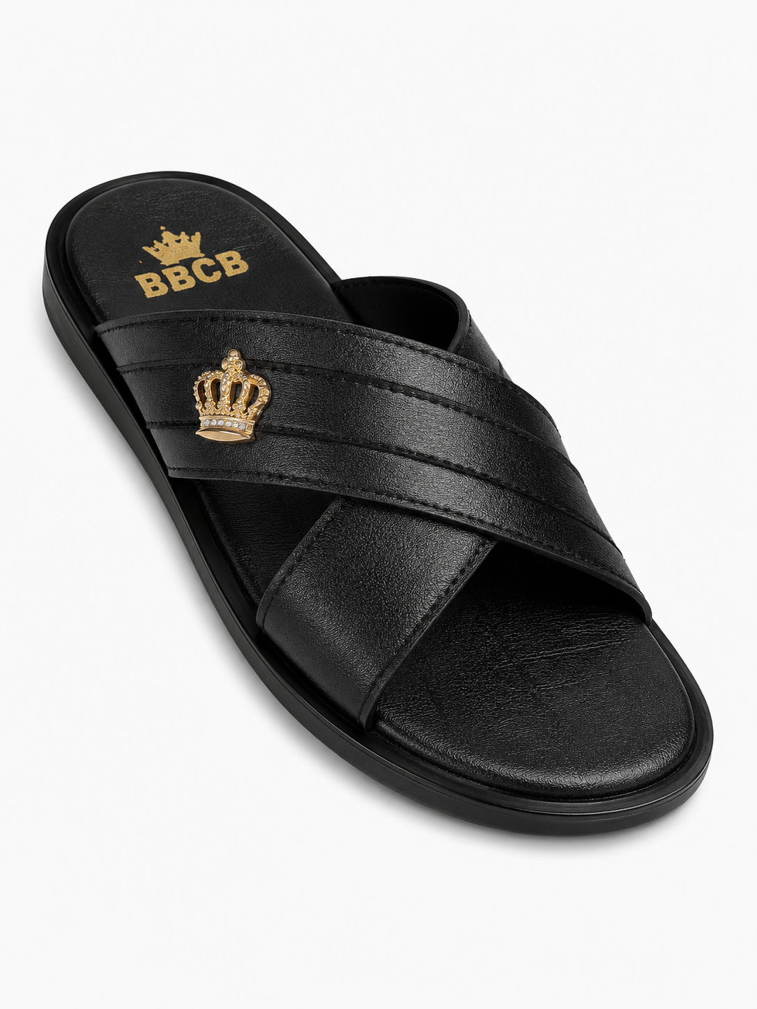 BBCB Premium Crown Cross Strap Slides – Luxury Men's Comfort Slides