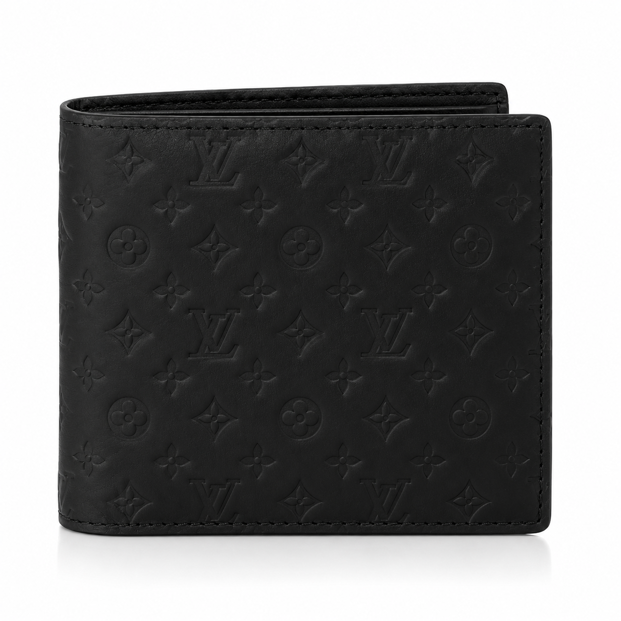 Premium Black Embossed Leather Bifold Wallet for Men – Slim Wallet with ID Window & Card Slots