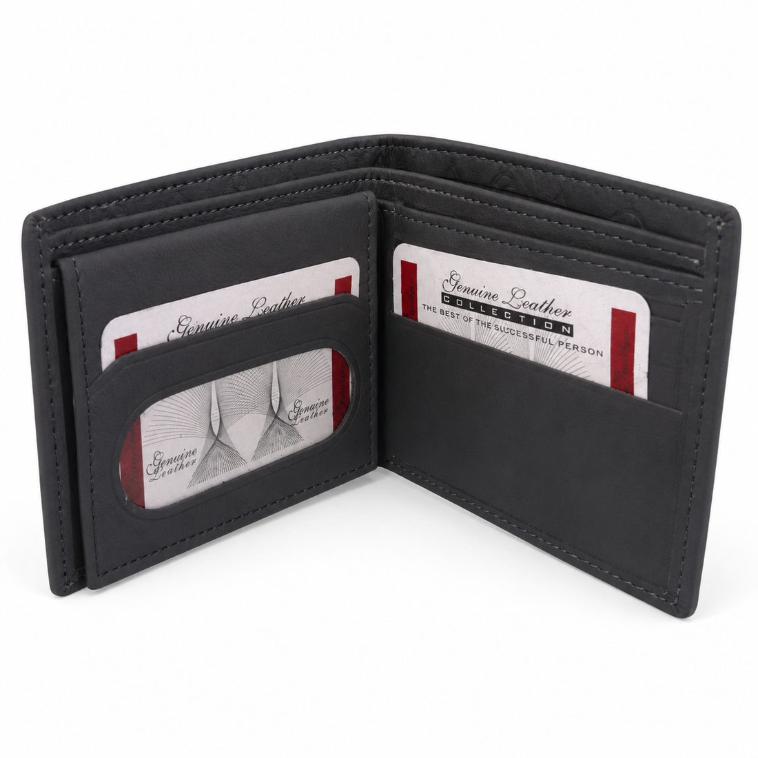 Premium Grey Genuine Leather Bi-Fold Wallet for Men | Slim Designer Wallet