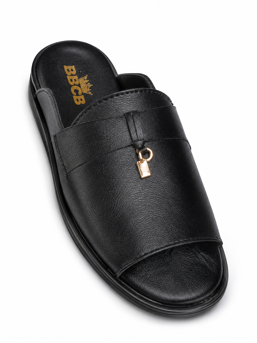 BBCB Premium Leather KeyLock Comfort Slide Sandals for Men – Lightweight Anti-Slip Casual Slippers