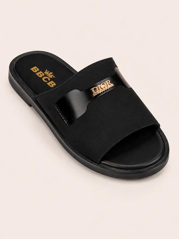 BBCB Men's Premium Black Slide Sandals | Comfortable Slip-On Casual Footwear